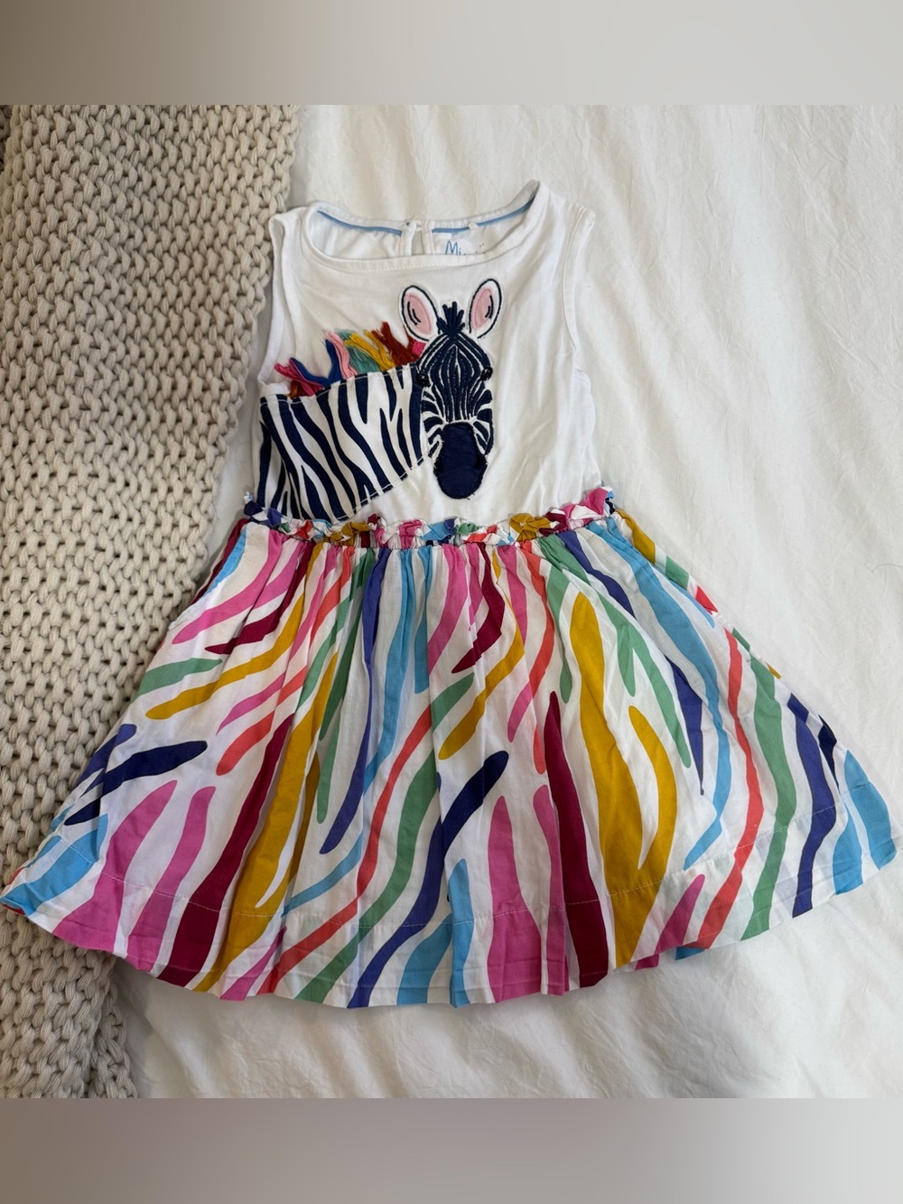 Preloved Mini Boden zebra dress size 3-4. *****has marker mark*****